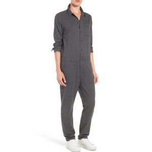 Treasure & Bond | XS | jumpsuit gray 100% cotton button up zipper fly